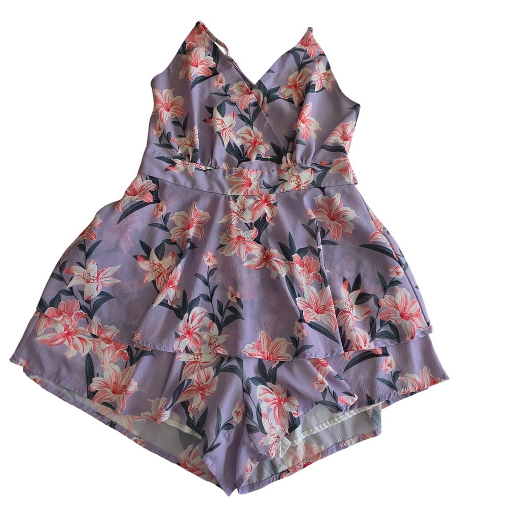 Fashion Classic Floral Romper Lavender Coquette Garden Fairycore Skort Large